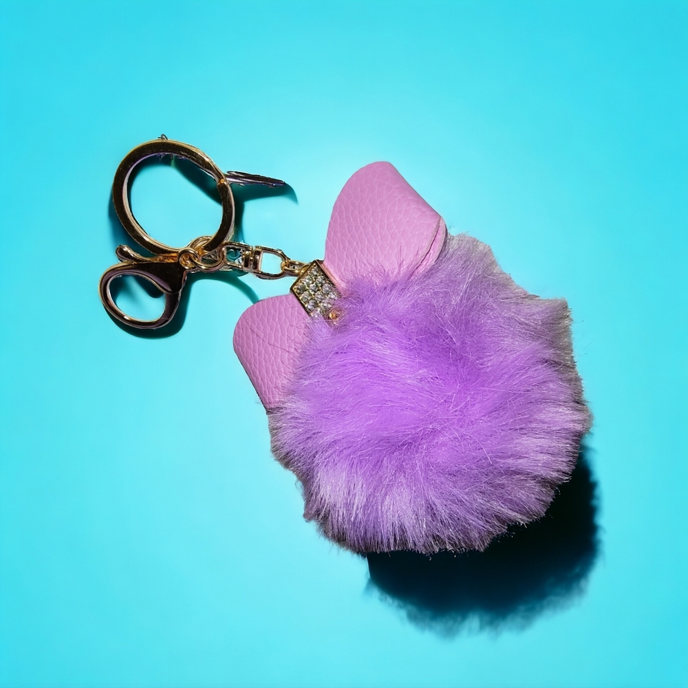 🪻 Lavender Pom Pom w/ Bow PURSE CHARM/KEYCHAIN | FREE w/ any BUNDLE or $4